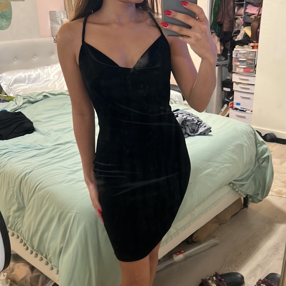 Papaya velvet black dress size S